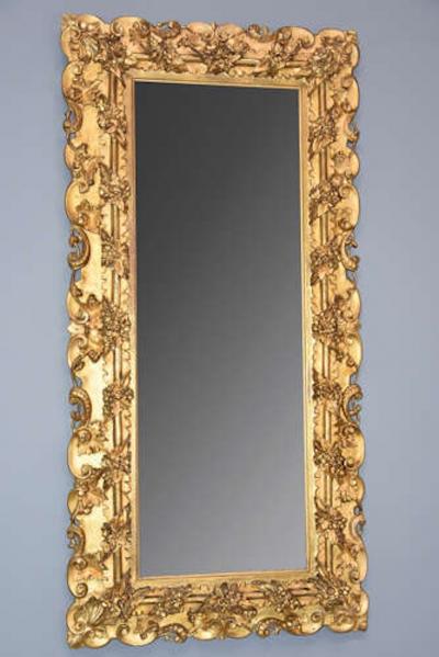 Large highly decorative mid 19th century Italian carved giltwood dressing mirror