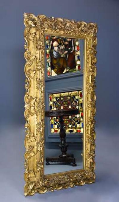 Large highly decorative mid 19th century Italian carved giltwood dressing mirror