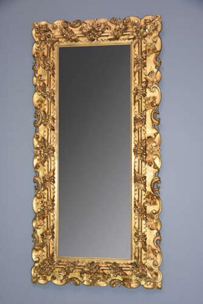 Large highly decorative mid 19th century Italian carved giltwood dressing mirror