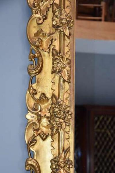Large highly decorative mid 19th century Italian carved giltwood dressing mirror