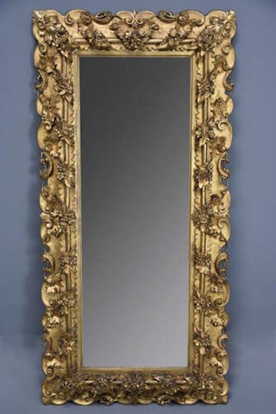 Large highly decorative mid 19th century Italian carved giltwood dressing mirror
