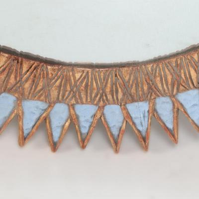 Large light blue glass resin convex mirror manner of Vautrin Contemporary 