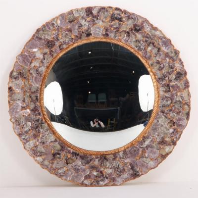 Large mica and gilt resin convex wall mirror in the manner of Line Vautrin 