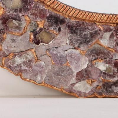 Large mica and gilt resin convex wall mirror in the manner of Line Vautrin 