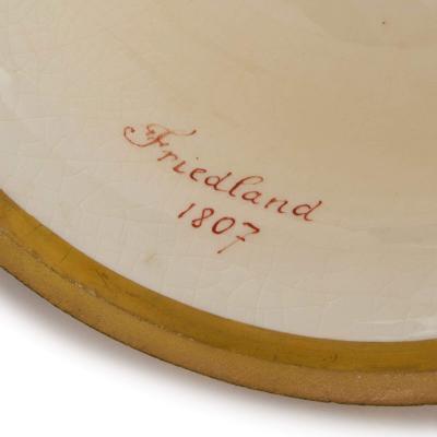 Large pair of S vres style porcelain Napoleonic vases with ormolu mounts