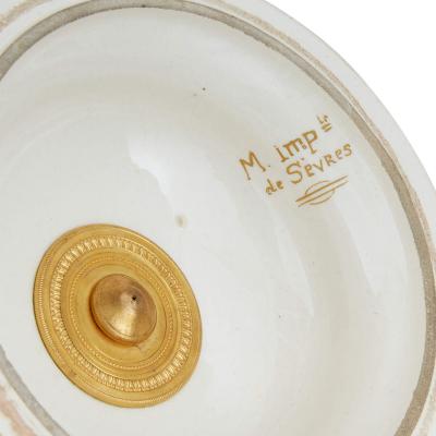 Large pair of S vres style porcelain vases with Napoleonic scenes