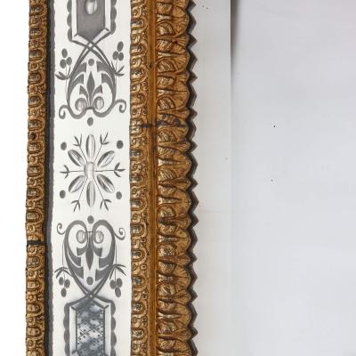 Large pair of Swedish gilt metal and engraved glass mirrors after Precht