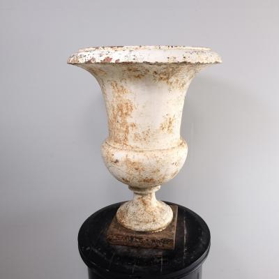 Large pair of early 19th century iron gate top urns