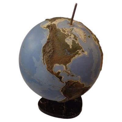 Large papier m ch terrestrial globe France circa 1950