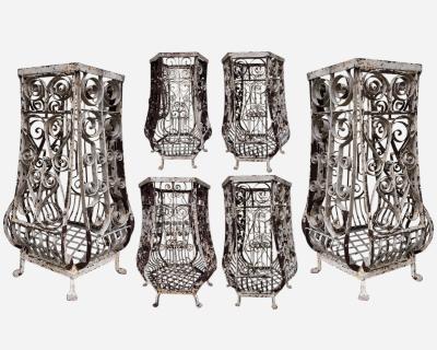 Large planter or sellette in wrought iron France 1880 1900