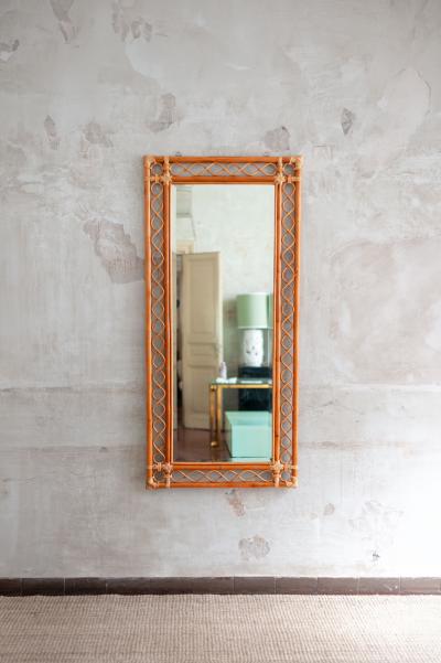 Large rectangular bamboo mirror