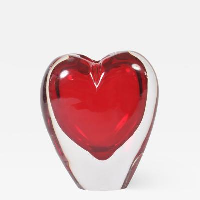 Large red Murano heart vase
