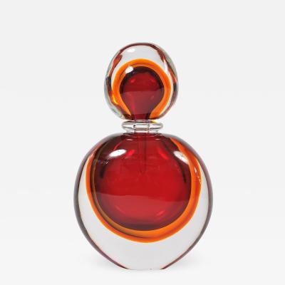 Large red and amber Murano perfume bottle
