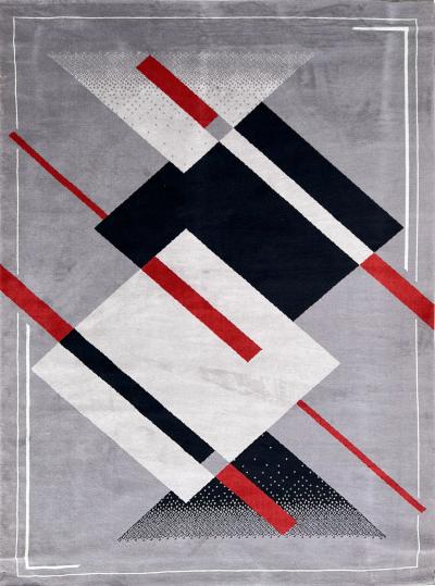 Large rug in wool with geometric design France circa 1970