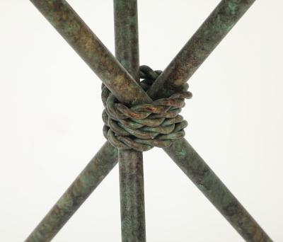 Large scale Verdigris tripod table lamps