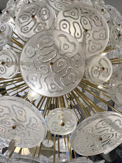 Large sputnik chandelier in brass and glass Murano Italy circa 1980