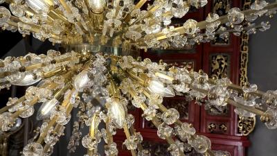 Large sputnik chandelier with glass flowers Venice Italy circa 2000 2010