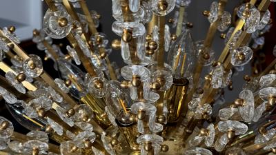 Large sputnik chandelier with glass flowers Venice Italy circa 2000 2010