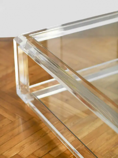 Large transparent coffee table Italy 1970