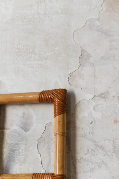 Large wall coat hanger in rush and wicker Italy 1980