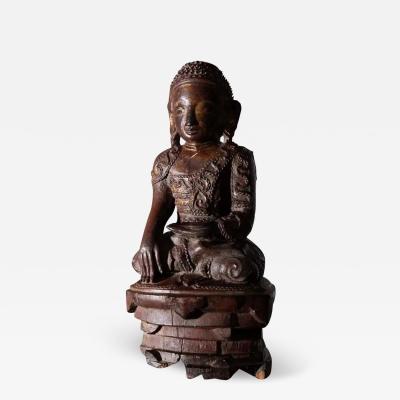 Large wooden Buddha sculpture probably Laos 19th 20th century