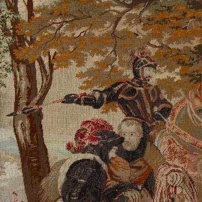 Large wool and glass beads needlework panel of Mary Queen of Scots