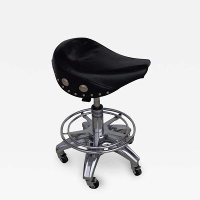 Larin Leather Saddle Chrome Bar Stool