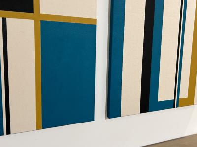 Larry Bentley Tempo Stripe Acrylic on Canvas Diptych