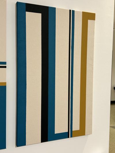 Larry Bentley Tempo Stripe Acrylic on Canvas Diptych