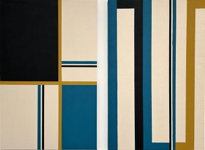 Larry Bentley Tempo Stripe Acrylic on Canvas Diptych
