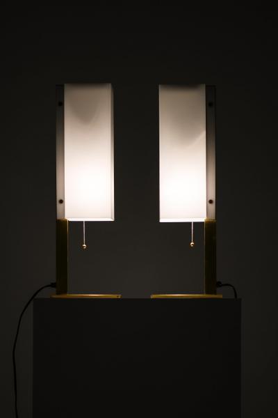 Lars Gunnar Nordstr m Pair of Table Lamps in Brass and Plastic by Lars Gunnar Nordstr m 1960s