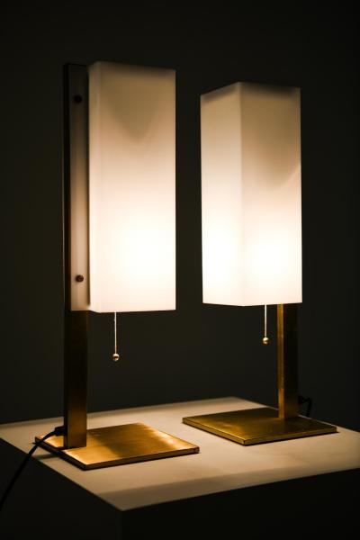 Lars Gunnar Nordstr m Pair of Table Lamps in Brass and Plastic by Lars Gunnar Nordstr m 1960s
