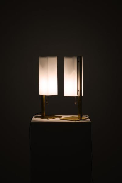 Lars Gunnar Nordstr m Pair of Table Lamps in Brass and Plastic by Lars Gunnar Nordstr m 1960s