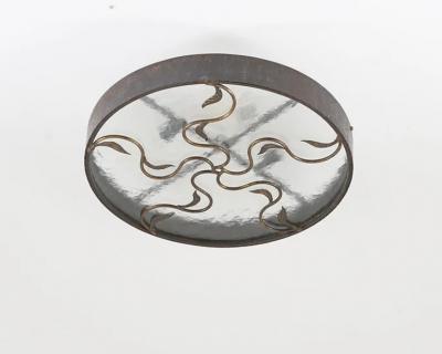 Lars Holmstr m Swedish Modern Flush Mount in Metal Glass
