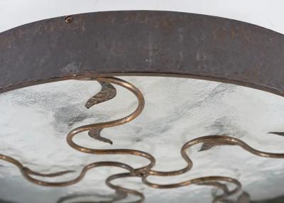 Lars Holmstr m Swedish Modern Flush Mount in Metal Glass