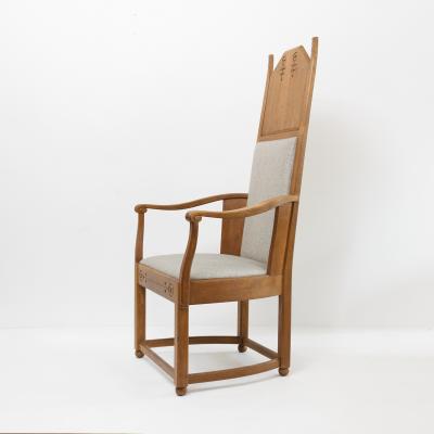 Lars Israel Wahlman Lars Israel Wahlman designed high back oak Swedish Arts Crafts armchairs