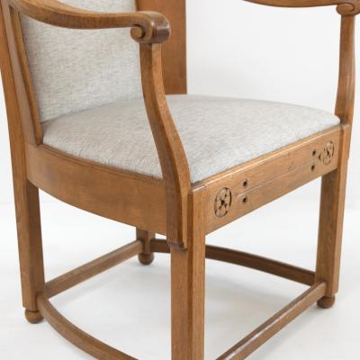 Lars Israel Wahlman Lars Israel Wahlman designed high back oak Swedish Arts Crafts armchairs