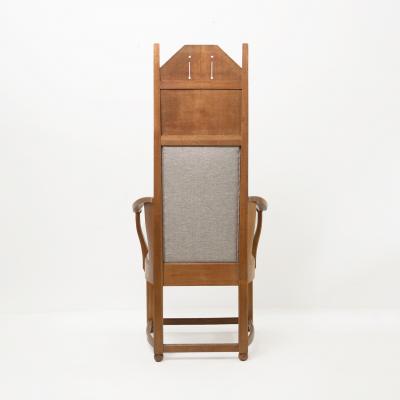 Lars Israel Wahlman Lars Israel Wahlman designed high back oak Swedish Arts Crafts armchairs
