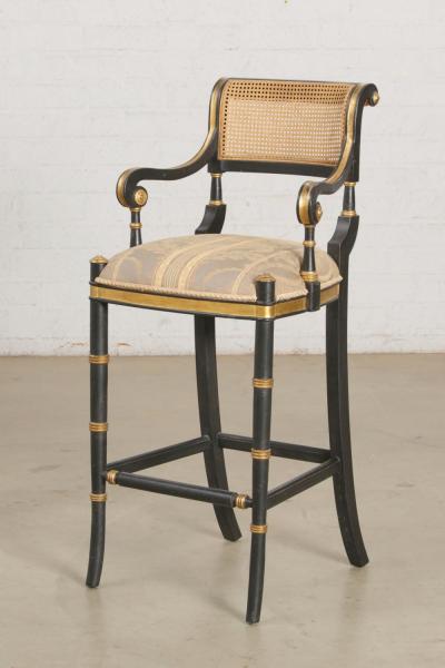 Las Palmas Collection Giltwood Ebonized Caned Barstool Mansfield
