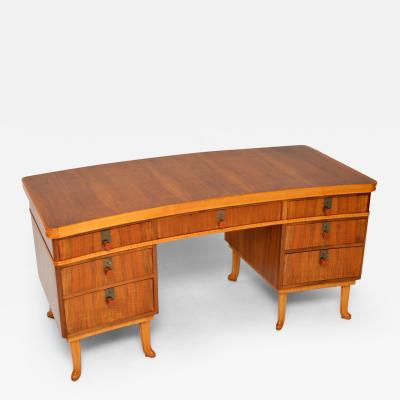 Laszlo Hoenig Vintage Walnut Pedestal Desk by Laszlo Hoenig