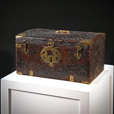 Late 17th Century Leather And Brass Travelling Box