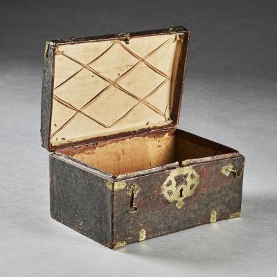 Late 17th Century Leather And Brass Travelling Box