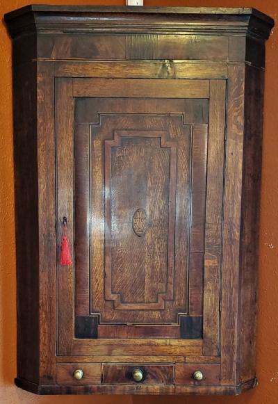 Late 18C English Regency Corner Wall Cabinet