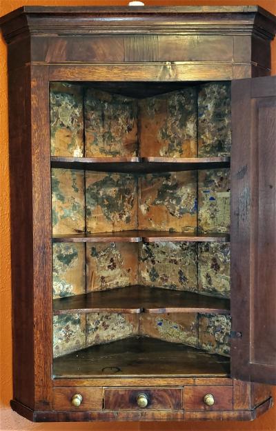Late 18C English Regency Corner Wall Cabinet