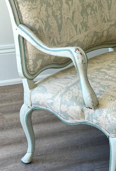 Late 18th C Swedish Rococo Painted Banquette