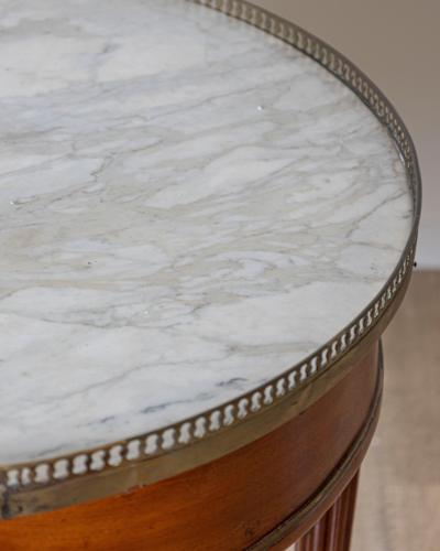 Late 18th Century French Mahogany Work Table with Marble Top and Brass Gallery