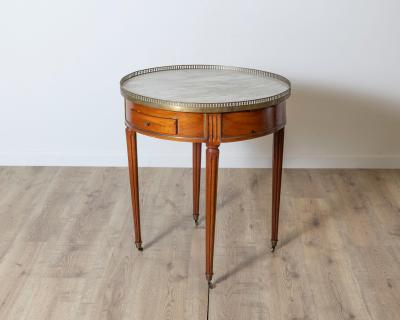 Late 18th Century French Mahogany Work Table with Marble Top and Brass Gallery