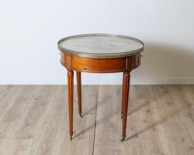 Late 18th Century French Mahogany Work Table with Marble Top and Brass Gallery