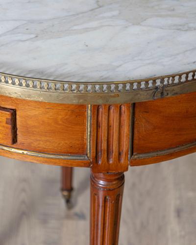 Late 18th Century French Mahogany Work Table with Marble Top and Brass Gallery