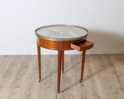 Late 18th Century French Mahogany Work Table with Marble Top and Brass Gallery